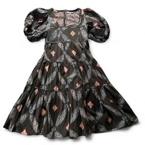 ULLA JOHNSON • Nora Printed Poplin Cotton Midi Dress XXS/XS 0